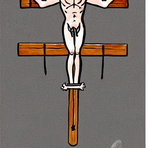 Prompt: photo of waluigi crucifixion