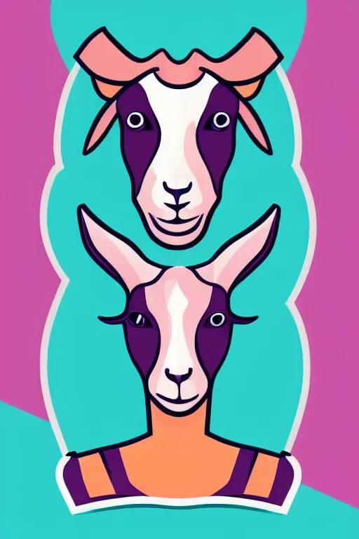 Image similar to A portrait of a goat that is a fitness trainer, sticker, colorful, illustration, highly detailed, smooth and clean vector curves, no jagged lines, vector art, smooth