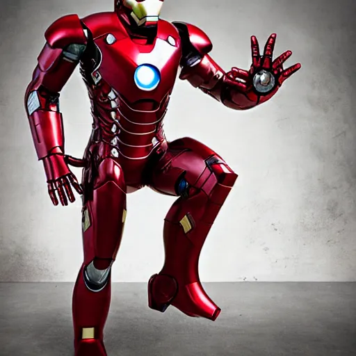 Image similar to medieval iron man suit. studio photography