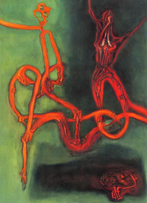 Image similar to biomechanical talisman of the crawling ones and the green flame by maggi mcdonald, mark rothko, sabina klein