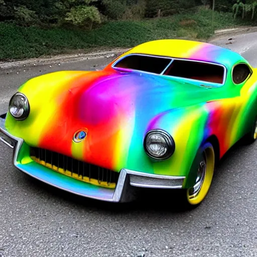 Image similar to a rainbow car