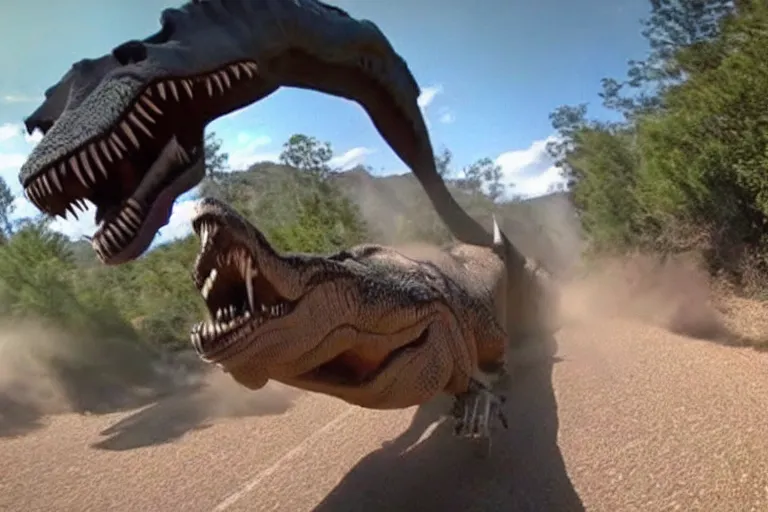 Image similar to gopro footage of being chased by a t - rex