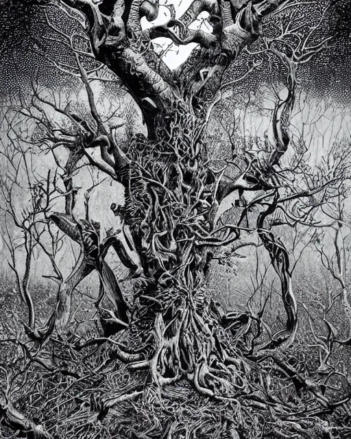 Image similar to the oracle of trees by dan hillier, masterpiece