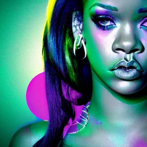 Image similar to rihanna seapunk, creative photo manipulation, creative photoshop, digital art