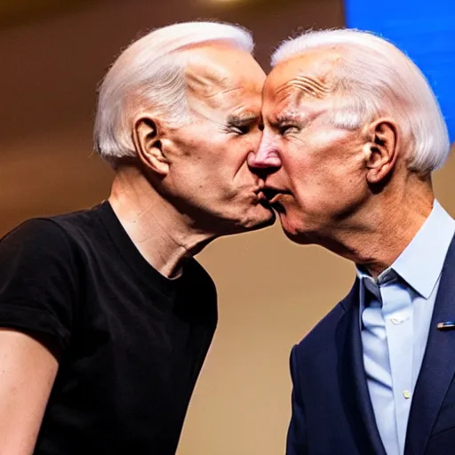 Prompt: vitalik buterin kissing joe biden