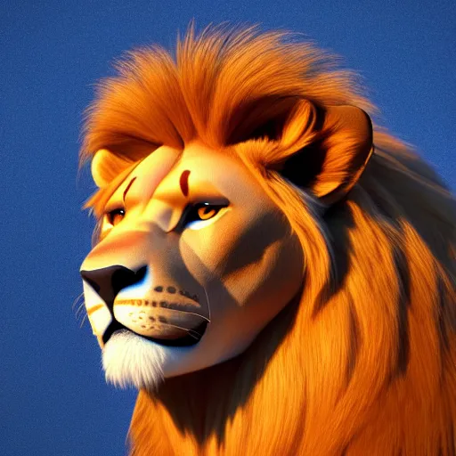 Prompt: very very beautiful furry art, bust profile picture of a anthro lion, commission on furaffinity, cgsociety, octane render, vibrant colors