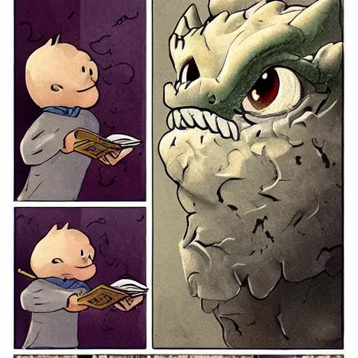 Prompt: as he got older, he would use a puff of air to turn each page from left to right as his reading speed started to pick up since his tiny arms could no longer reach the thin pages of thick ancient parchment paper. his once young gleamly green eyes were weary. dragons, like all creatures, are mortals.! ultrarealistic 1 5 0 mpx