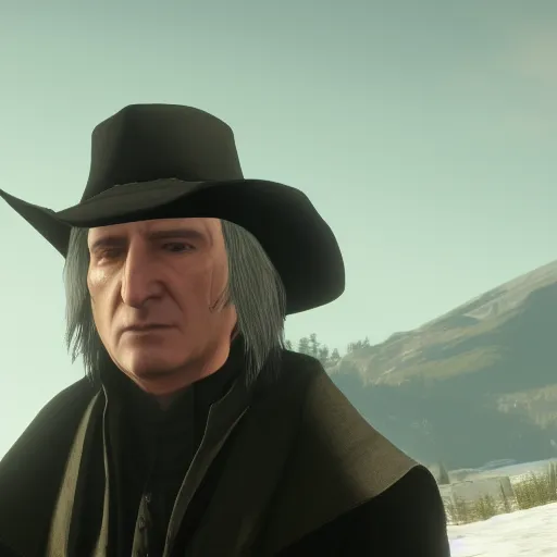 Image similar to Film still of Severus Snape, from Red Dead Redemption 2 (2018 video game)