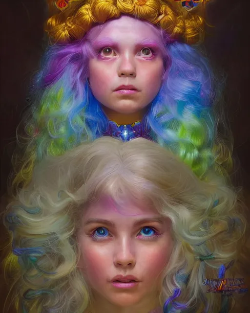 Image similar to rainbow brite portrait | highly detailed | very intricate | symmetrical | whimsical and magical | soft cinematic lighting | award - winning | closeup portrait | doll | painted by donato giancola and mandy jurgens and ross tran | pastel color palette | featured on artstation