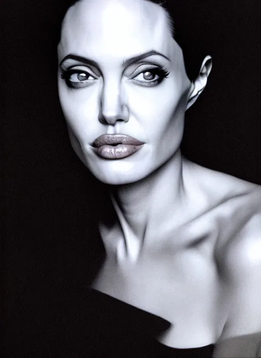 Image similar to close - up portrait of angelina jolie, fine art photo portrait by paolo roversi,