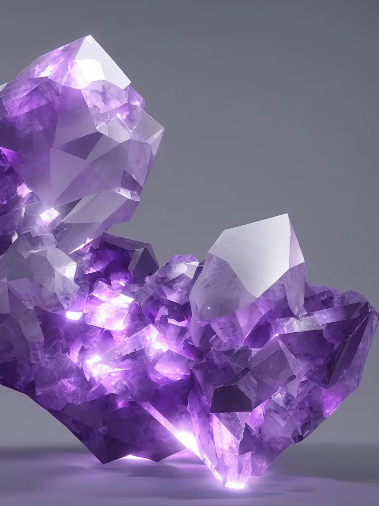 Prompt: Amethyst crystal, beeple, octane render, unreal engine