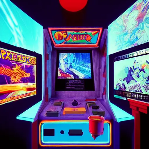 Image similar to 1990s arcade machine, octane render, unreal engine, digital art, Artstation, Trending on Artstation, Artstation HQ, Artstation HD, cgsociety, Pinterest, 8k , close up to the screen, wide angle, godrays, volumetric, reflections, cinematic, epic, ultra realistic, accurate, coherent, 3D Render,