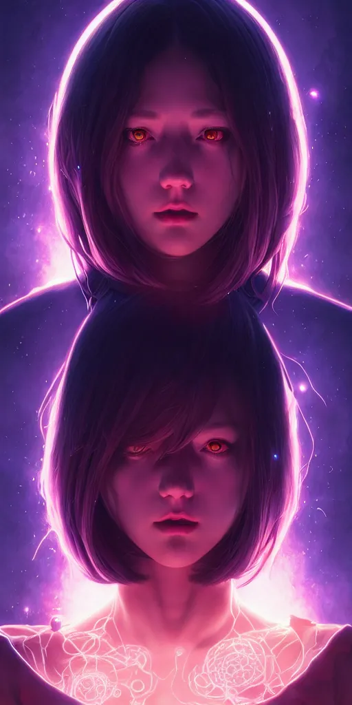 Image similar to azathoth girl save the earth, occlusion shadow, specular reflection, rim light, unreal engine, artgerm, artstation, art by hiroaki samura and ilya kuvshinov and ossdraws, intricate, highly detailed 8 k, cosmic horror illustration, extremely beautiful and aesthetic shape of face and body, movie poster