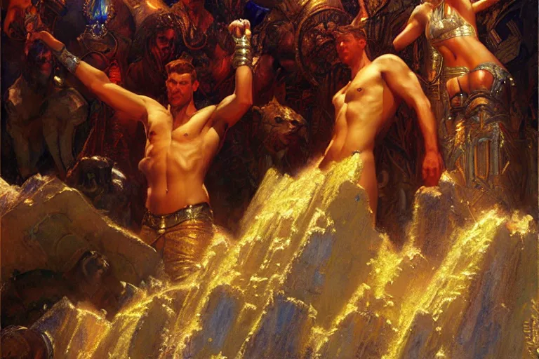 Image similar to atlantis, painting by gaston bussiere, craig mullins, j. c. leyendecker, tom of finland