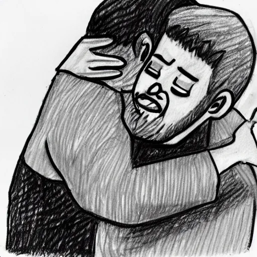 crying hug drawing