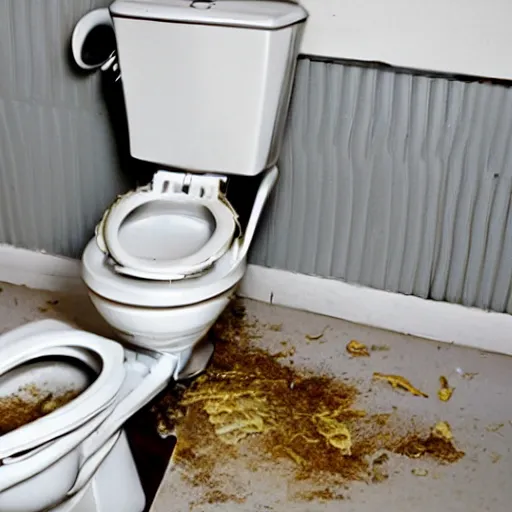 Prompt: disgusting clogged toilet