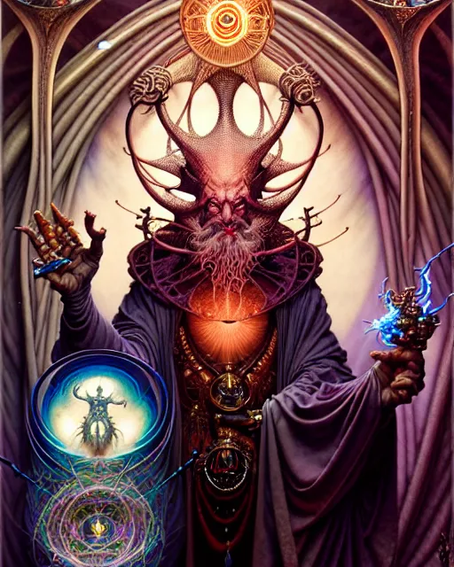 Prompt: the hierophant tarot card, fantasy character portrait made of fractals, ultra realistic, wide angle, intricate details, the fifth element artifacts, highly detailed by peter mohrbacher, hajime sorayama, wayne barlowe, boris vallejo, aaron horkey, gaston bussiere, craig mullins