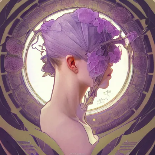 Image similar to smooth organic pattern, lavender, light purple, white, orange, artstation, concept art, smooth, sharp focus, illustration, art by artgerm and greg rutkowski and alphonse mucha and maya takamura and Hitomi Isono