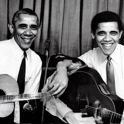 Image similar to 1960s album cover of barack obama and joe biden's jug band