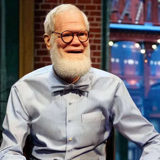 Prompt: animatronic David Letterman, exposed mechanics, photo, Stan Winston studios, detailed, 4k