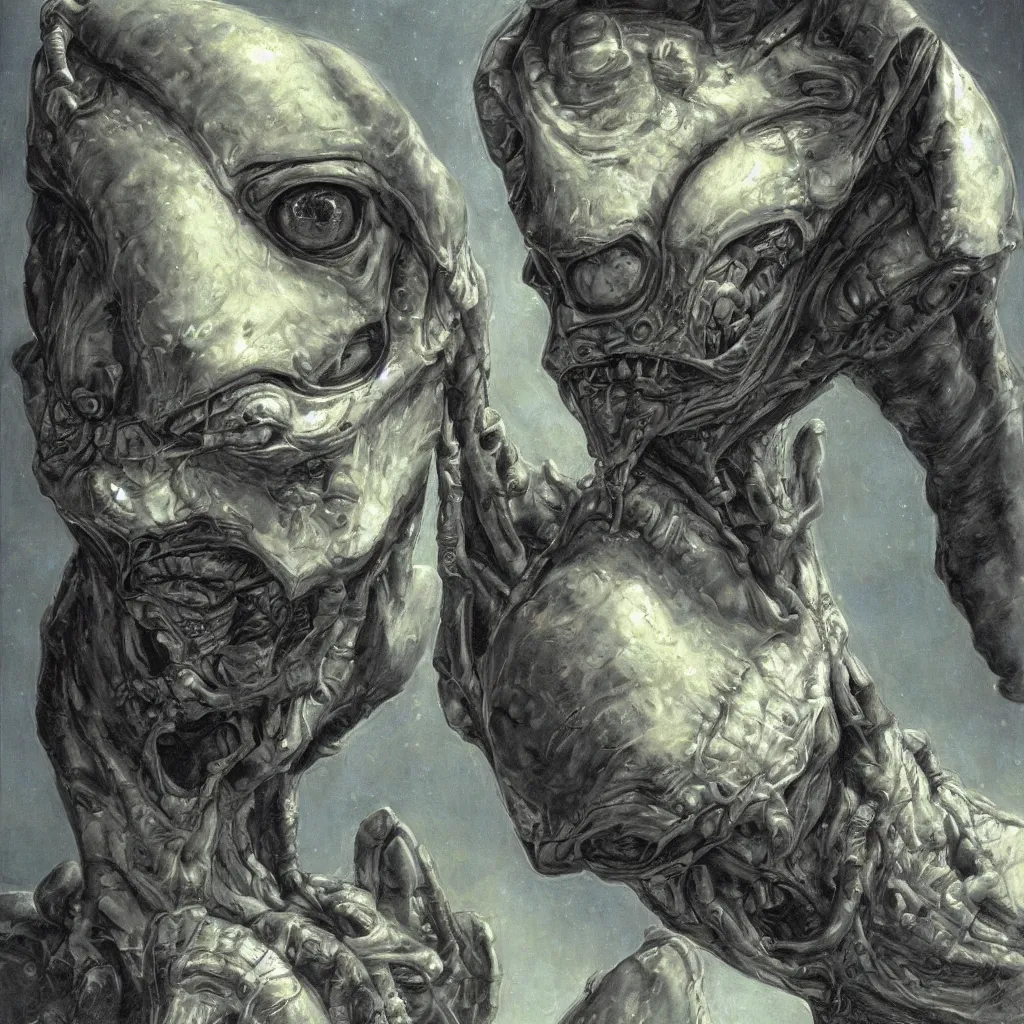 Image similar to portrait of an alien in the style james gurney