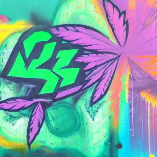 Prompt: muted pastel marijuana abstract graffiti art