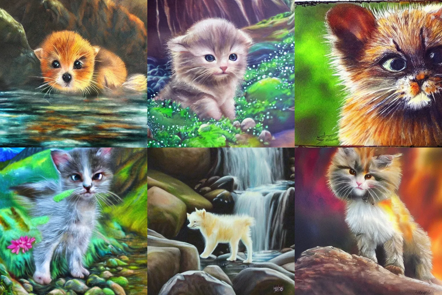 Prompt: The cutest creature in the world, in mountains, water painting, highly detailed, medium shot.