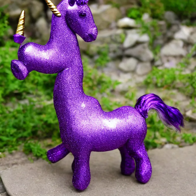 Prompt: a beautiful sparkling purple unicorn toy, by daedalus