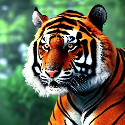 Prompt: painted portrait of a tiger in a black suit, ultra detail, ultra realistic, unreal engine, 8 k