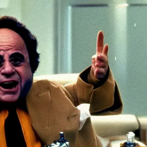 Image similar to A still of Danny Devito as a supervillian in a movie, 1980