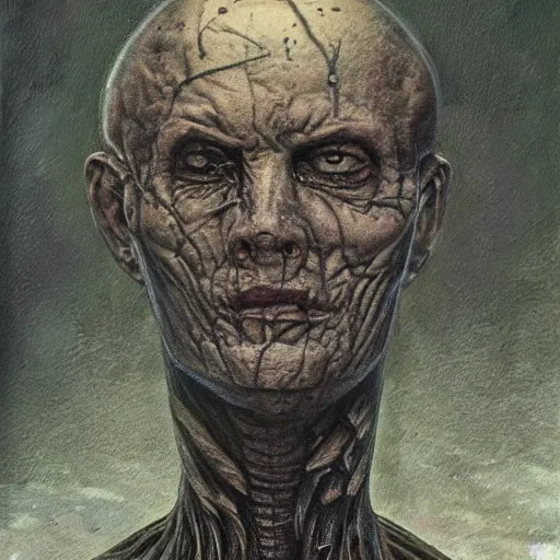 Prompt: portrait of andrei romanovich chikatilo who became a degraded abomination, photo - realistic, color image, 2 k, highly detailed, by h. r. giger