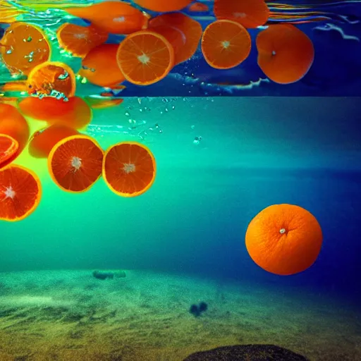 Image similar to 🍊 fruit, splash underwater! photoshop edit, golden ratio