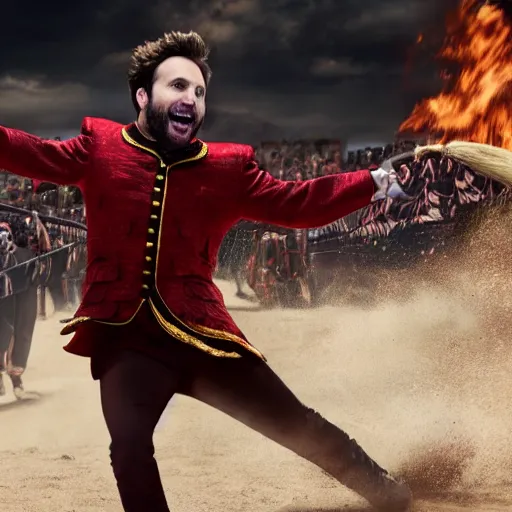 Image similar to charlie day as a matador, hyper detailed, action shot, 8 k