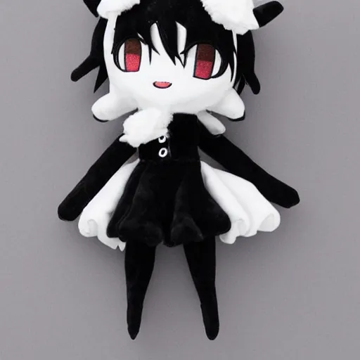 Prompt: cute fumo plush of a nightmare girl, black and white