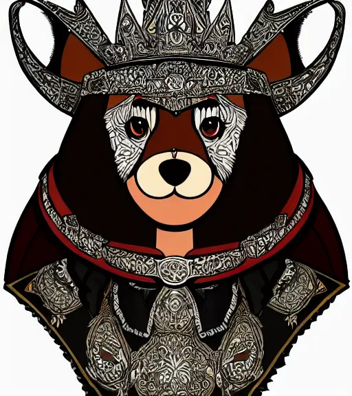 Prompt: expressive stylized master furry artist digital line art colored shaded drawing full body portrait character study of the anthro male anthropomorphic bear fursona animal person wearing crown and cape royal western king regal intricate ornate vibrant colors