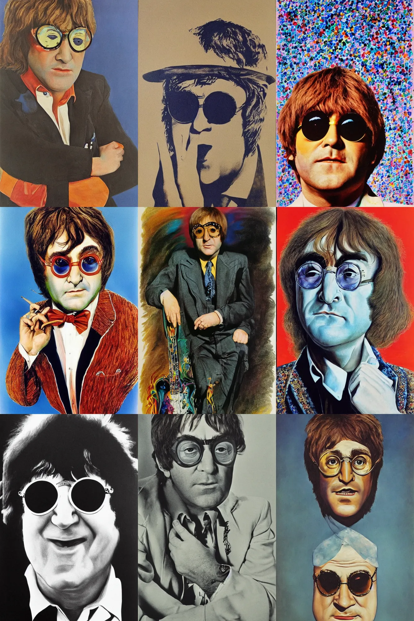 Prompt: Portrait of Elton John Lennon in 1970 by Salvador Dali