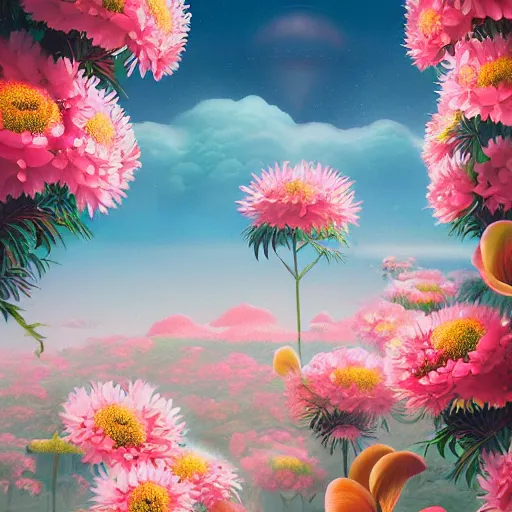 Image similar to retro painting of surreal waiizi flowers, by Ross Tran, highly detailed, hyperrealism, excellent composition, cinematic concept art, dramatic lighting, trending on ArtStation