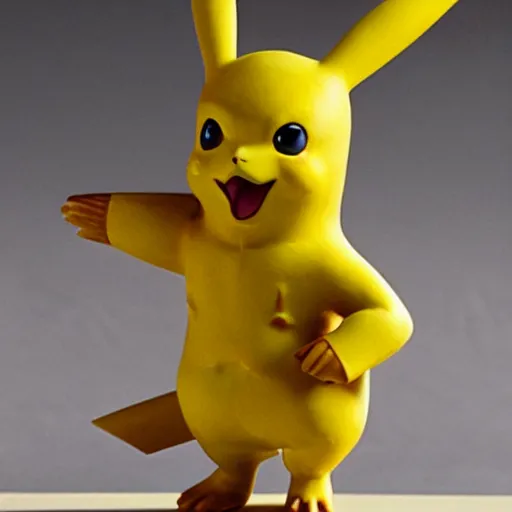 Prompt: a statue of Pikachu from Aztec temple,