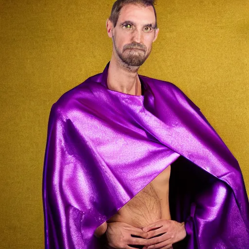 Image similar to 4 k studio portrait photograph of a tall interdimensional mantis extraterrestrial in a purple cloak