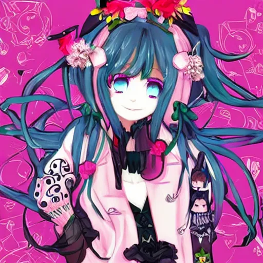 Image similar to vocaloid vflower in soviet style, art