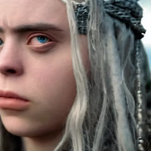 Prompt: Billie Eilish in Vikings detail 4K quality super realistic