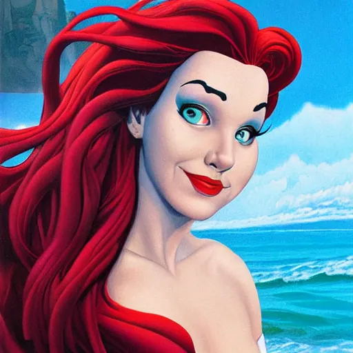 Image similar to detailed painting of little mermaid from disney by alex ross