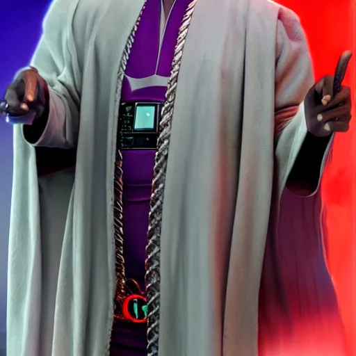 Image similar to gucci mane as mace windu in star wars episode 3, 8k resolution, full HD, cinematic lighting, award winning, anatomically correct