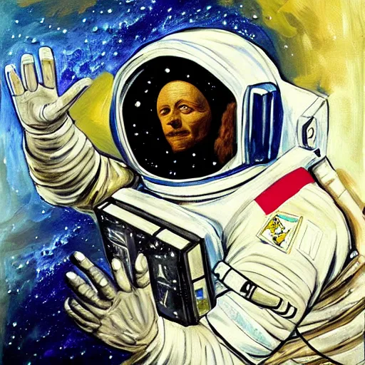 Image similar to astronaut painting in the style of davinci