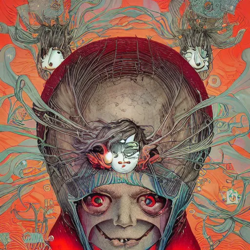 Image similar to portrait of crazy marshmello, symmetrical, by yoichi hatakenaka, masamune shirow, josan gonzales and dan mumford, ayami kojima, takato yamamoto, barclay shaw, karol bak, yukito kishiro