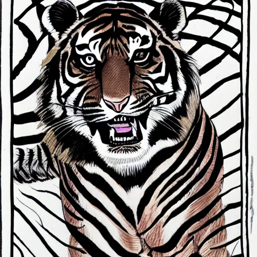 Prompt: a roaring tiger in the style of clyde caldwell