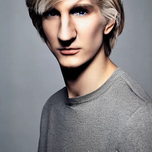 Image similar to really handsome gigachad xqc, beauty magazine photograph