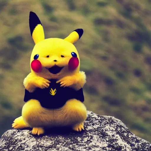 Image similar to photograph of a wild pikachu taken while hiking in the alps, 8k, nature photography