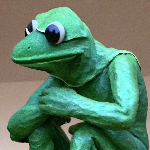 Image similar to The Thinker Kermit the frog by Auguste Rodin