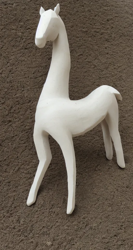 Prompt: horse made of clay, symmetrical